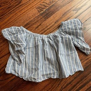 Smocked off the shoulder striped crop top